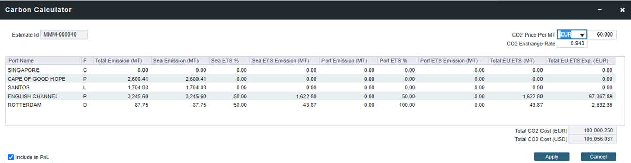 Carbon Calculator in the Veson IMOS Platform