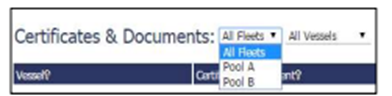 Q88 Dry All Fleets dropdown list