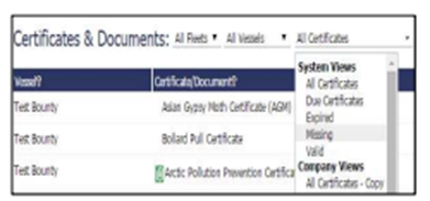 Q88 Dry All Certificates menu