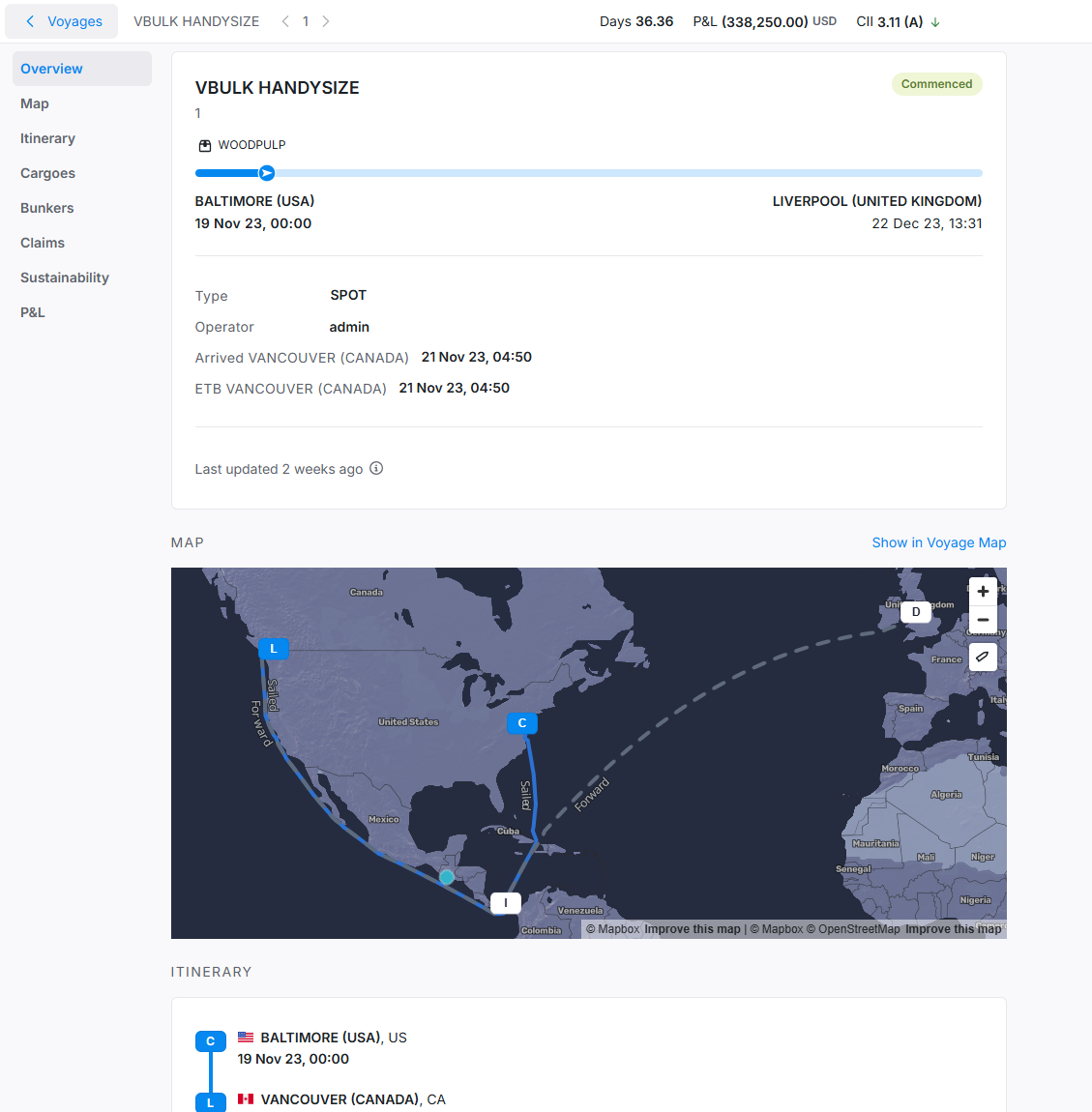 Voyage Overview in IMOS X