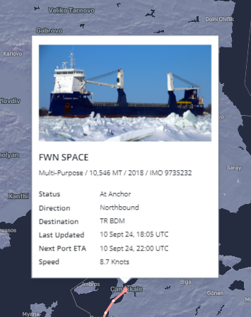 Vessel Details card in IMOS X