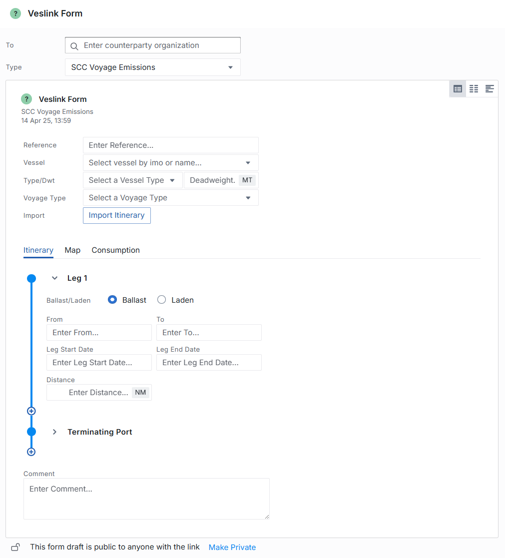 IMOS X SCC Emissions form