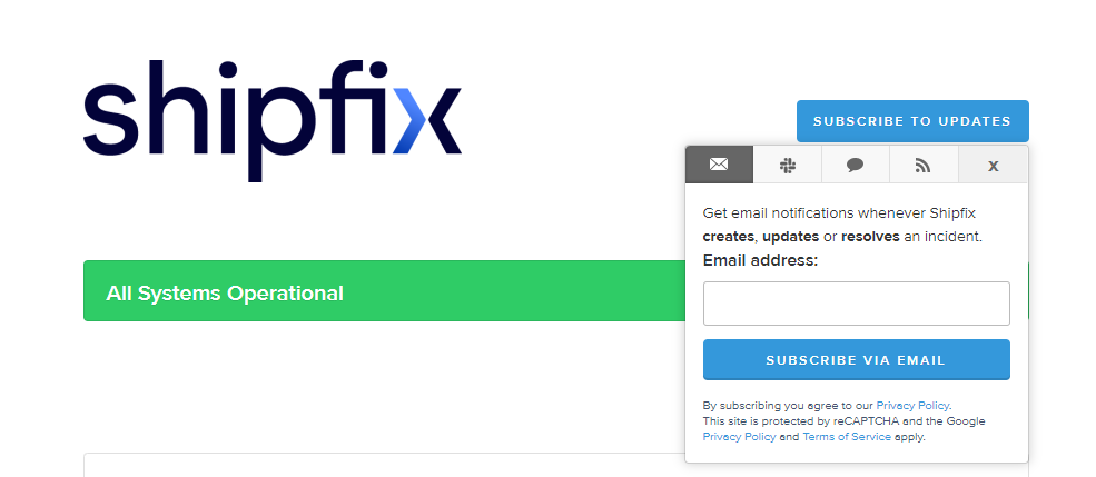 Subscribe to Shipfix Status updates