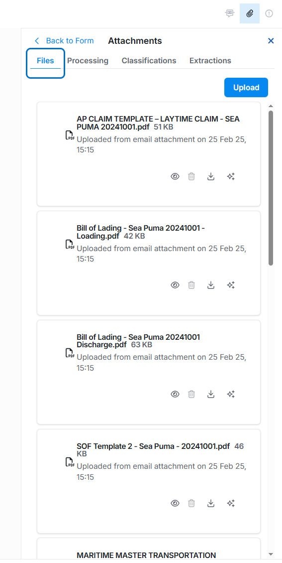 Files tab in the IMOS X