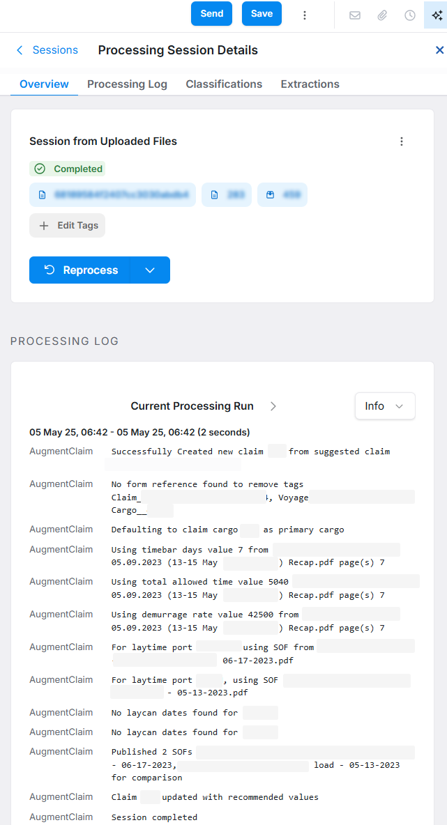 IMOS X Claims Processing Session Details