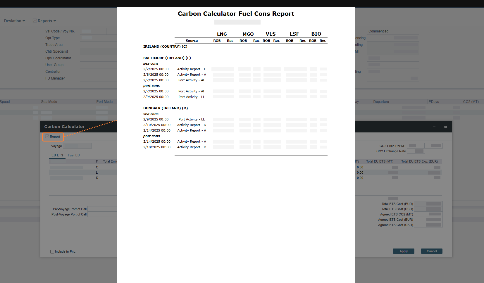 IMOS Carbon Calculator Fuel Cons Report