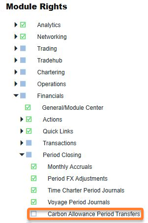 Carbon Allowance Period Transfers in IMOS Module Rights
