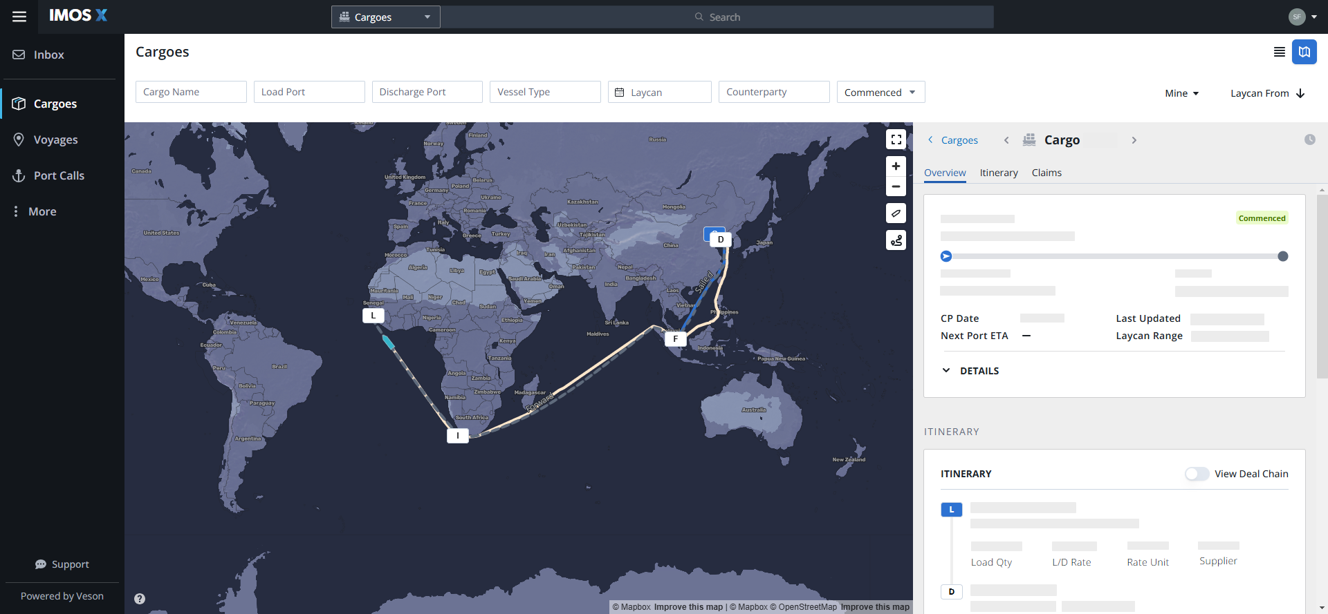 Shared Cargo in IMOS X Map view