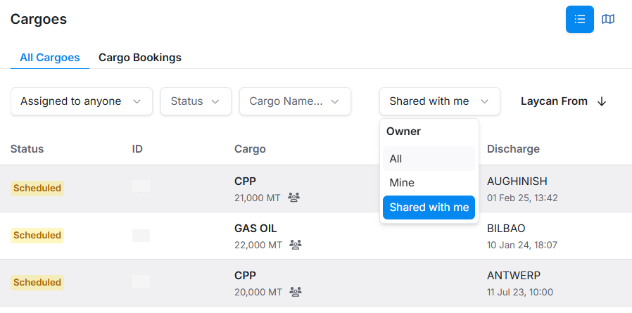 Shared with me in IMOS X Cargoes