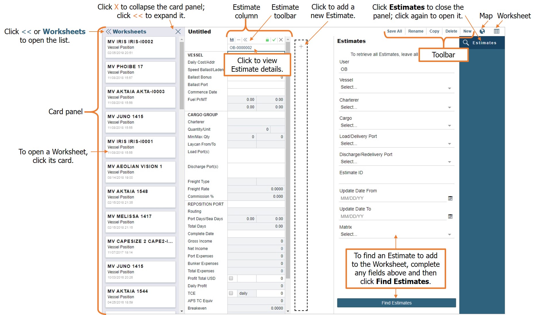 IMOS Worksheet Estimates