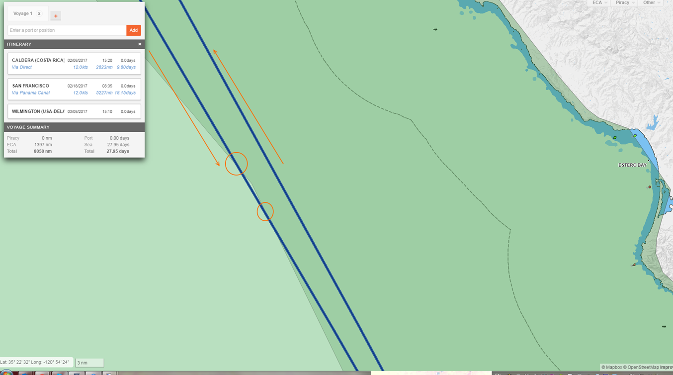 IMOS - How ECA Zones Are Added As Passing Ports To The Itinerary