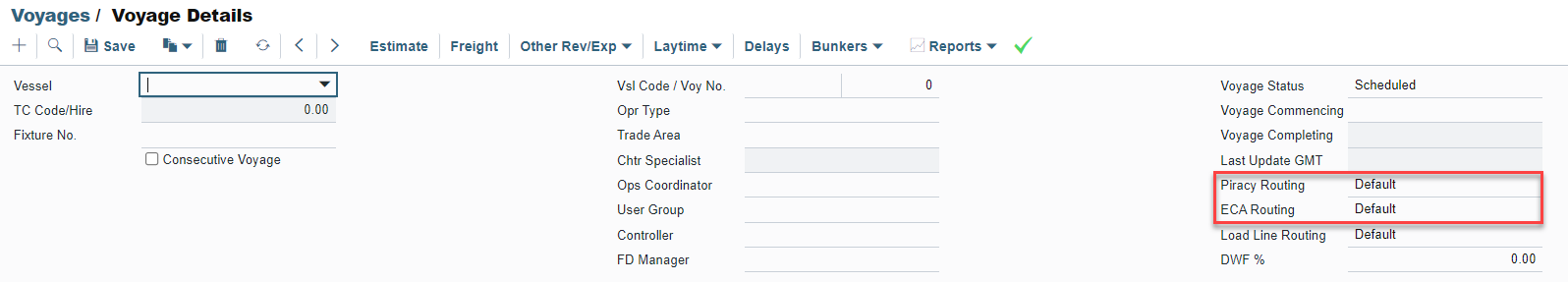 VIP - Routes Tab - Vessel