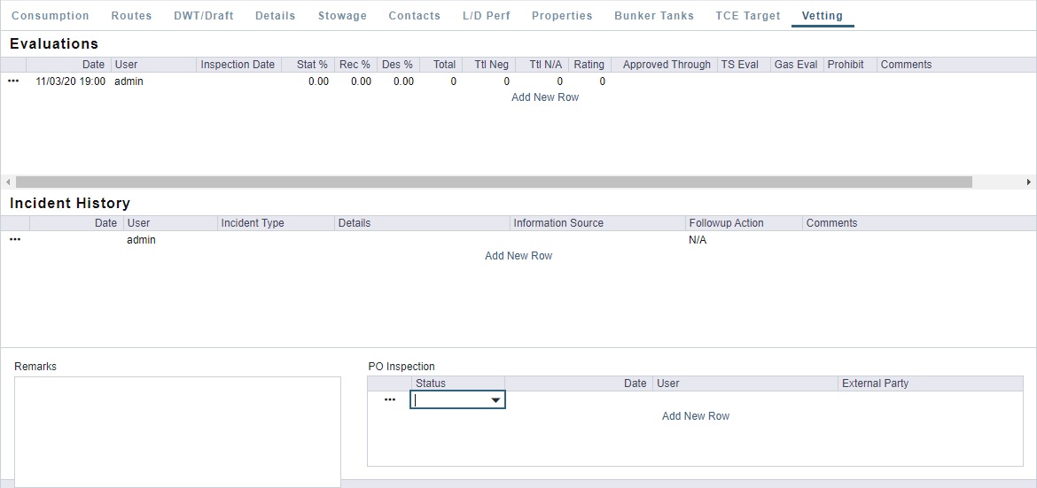 IMOS - Vetting Tab - Vessel
