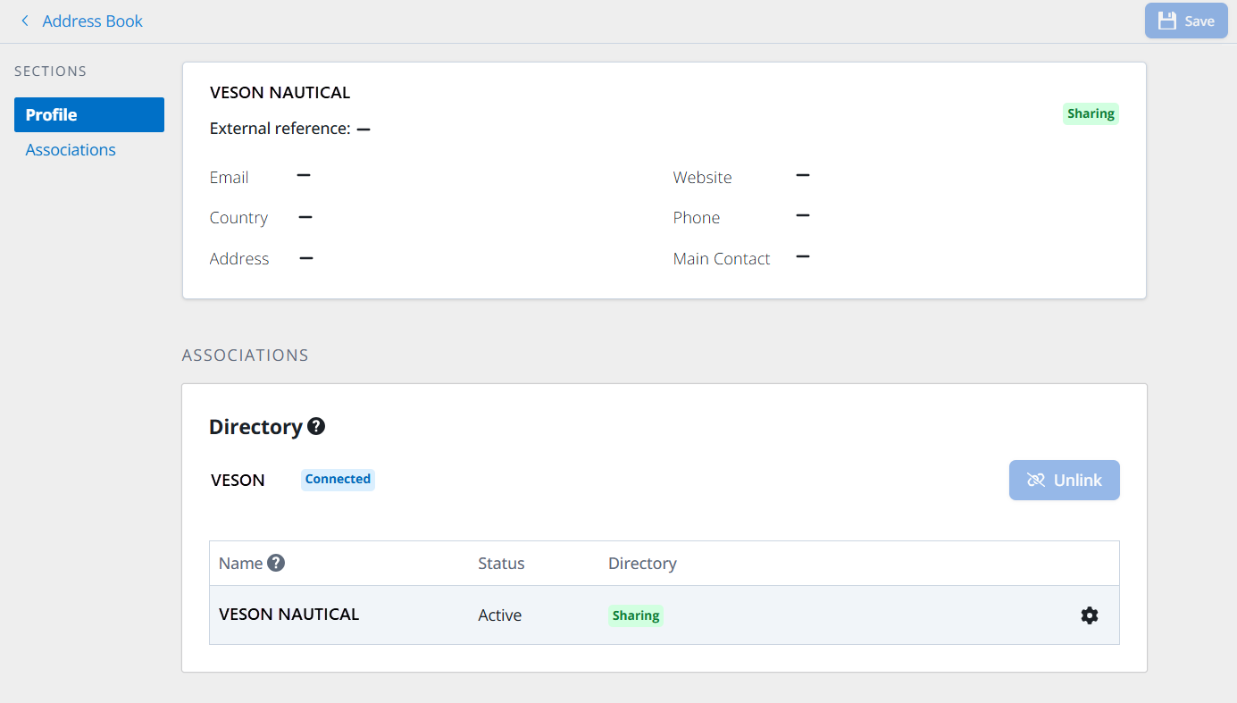 Address Book entry in IMOS X