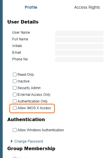 Allow IMOS X Access in the IMOS Platform