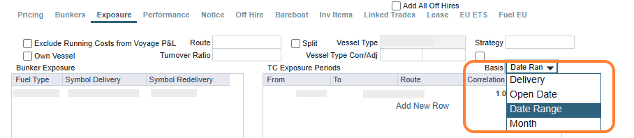 Exposure Tab of TC Contracts in IMOS