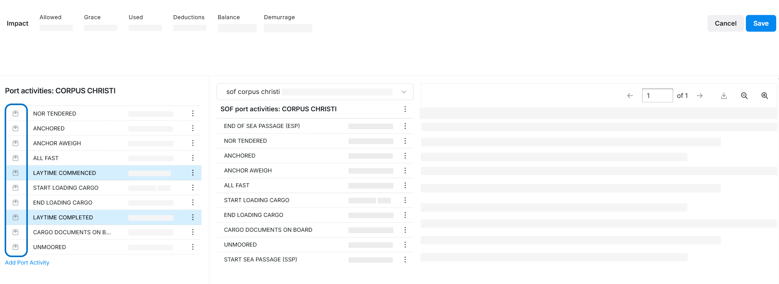 Add Port Activity in IMOS X Claims