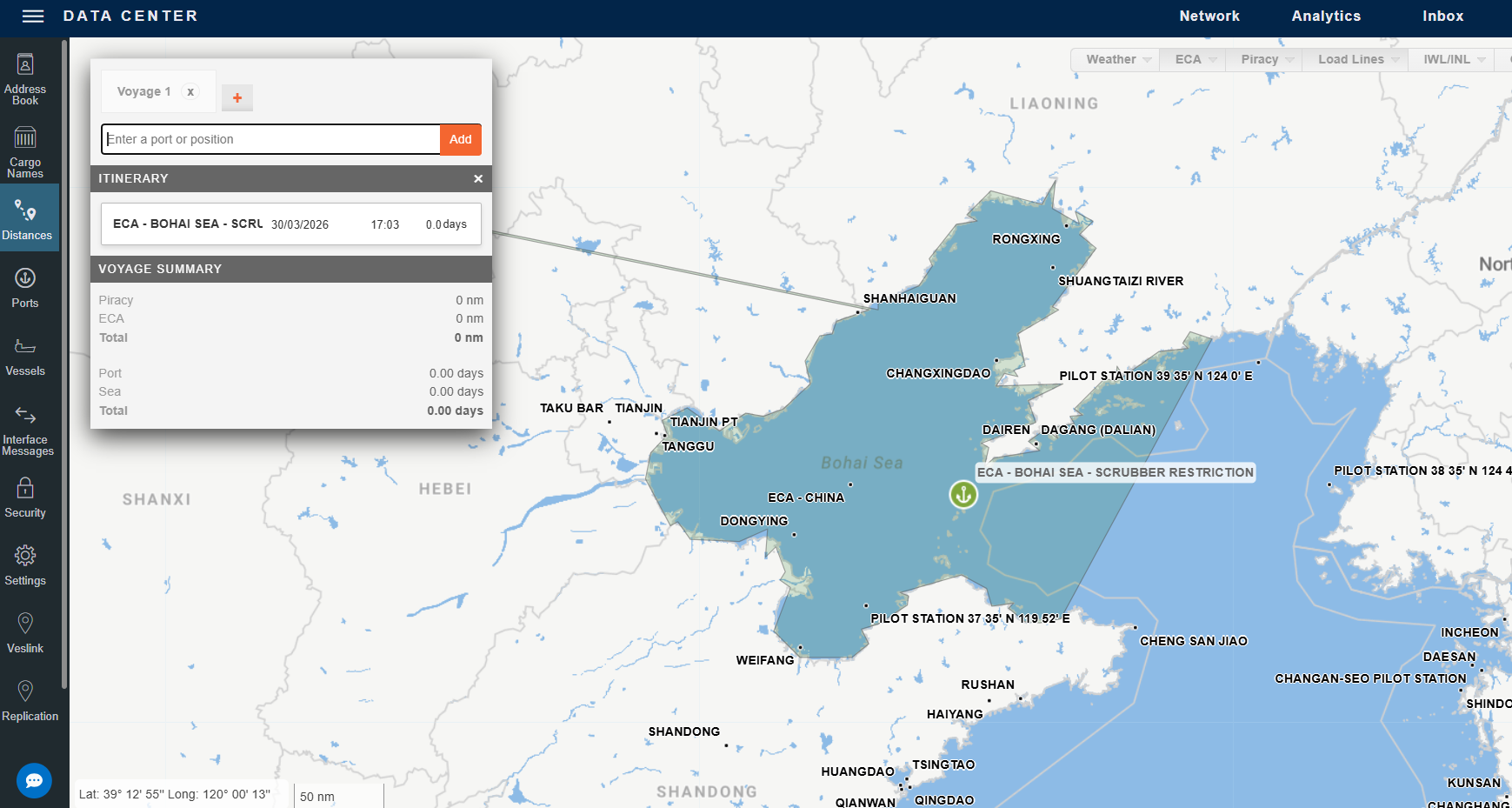 ECA - BOHAI SEA - SCRUBBER RESTRICTION in IMOS Distances